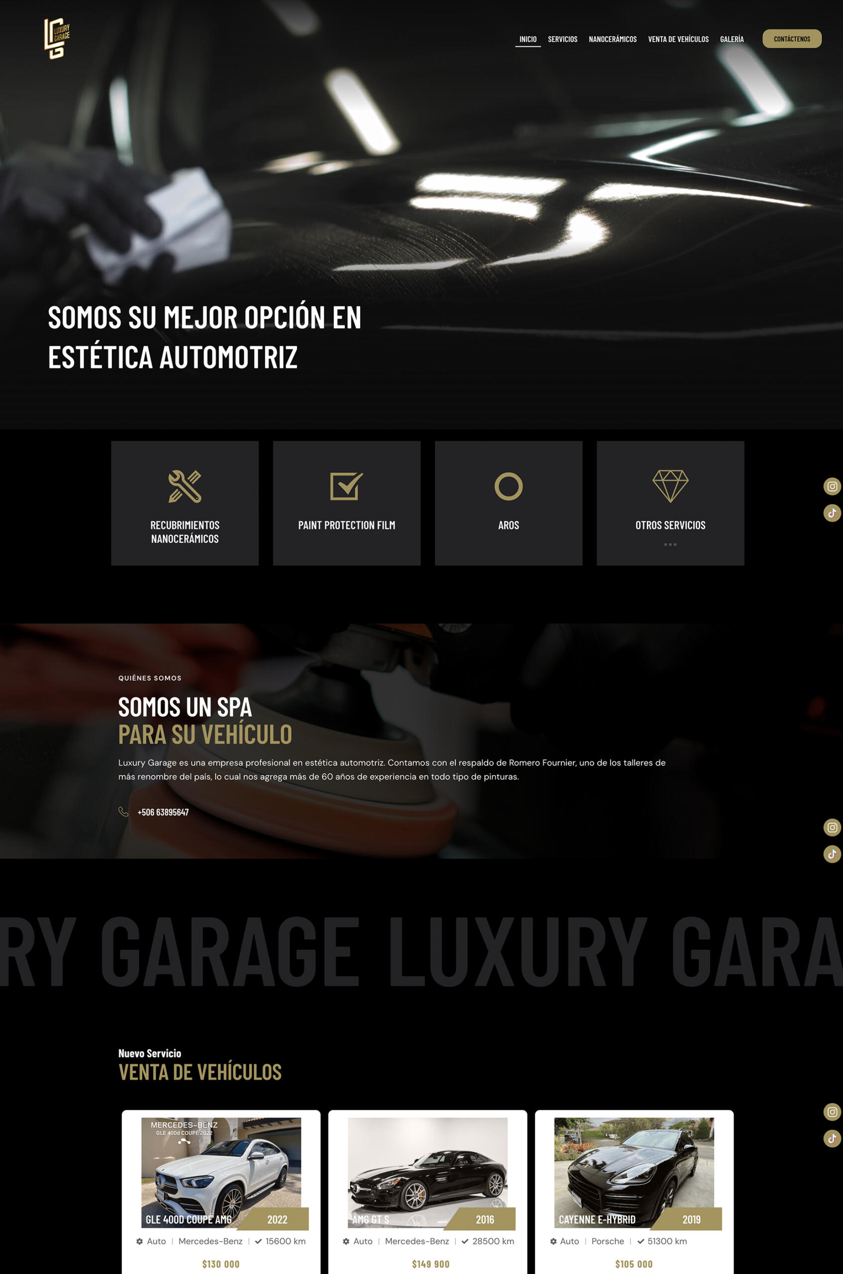 luxury garage website Screenshot